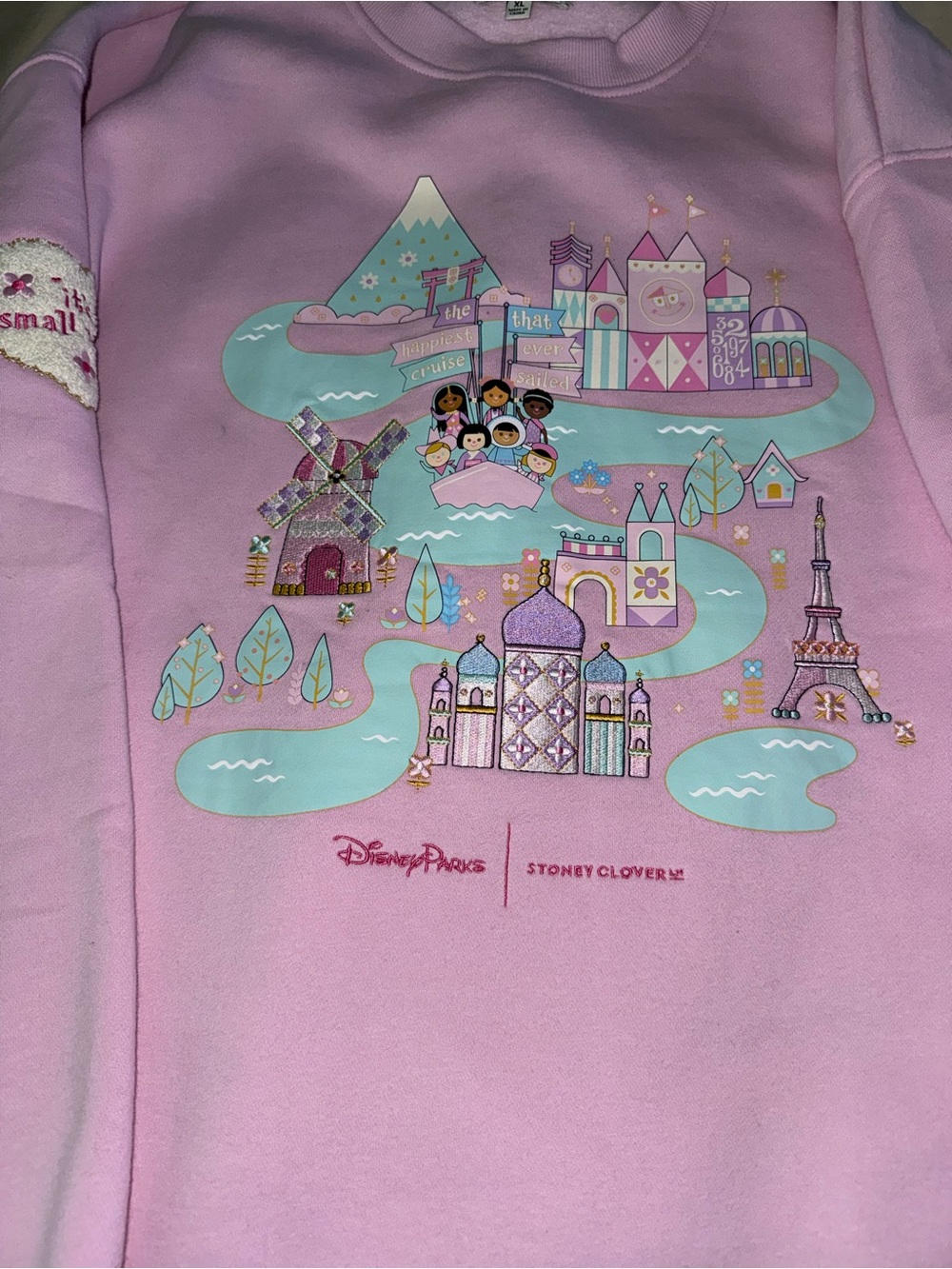 Disneyland Stoney clover Pink Pastel Graphic Sweatshirt its a small world